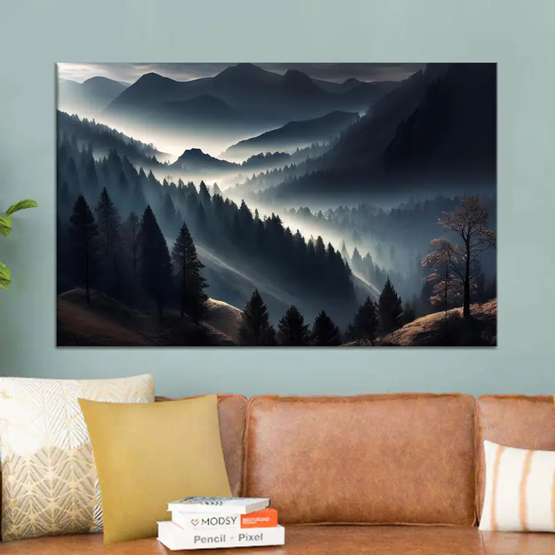 Elegant Mountain Landscape Printed Canvas for Modern Farmhouse Loft