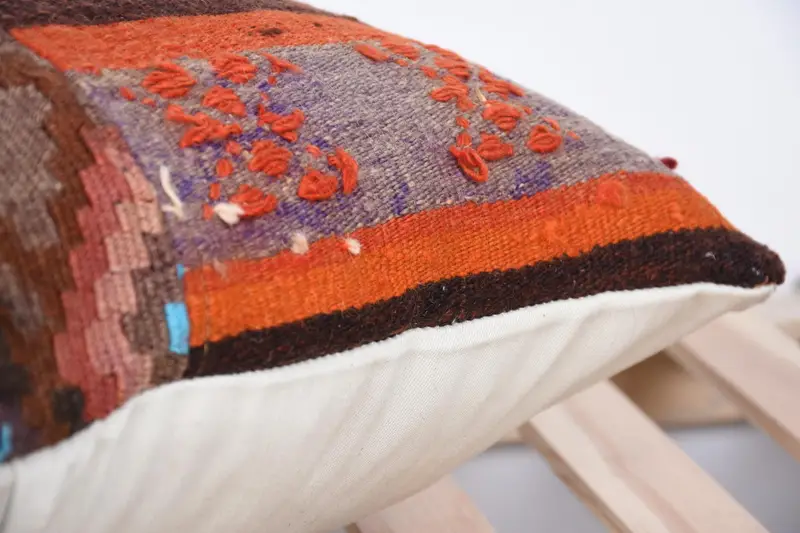 20x20 Bej Yastık Kapağı, Vintage Kilim Yastığı, Vintage Yastık, Kilim Yastığı, Yastık Örtüsü, Pamuk Yastık Kılıfı, Veranda Yastığı - 7