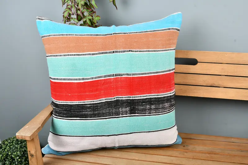 28x28 Green Pillow Sham, Handwoven Pillow Case, Antique Pillows, Kilim Pillow, Handmade Throw Pillow Case, Pillow Sham, Interior Designer Pillow - 1