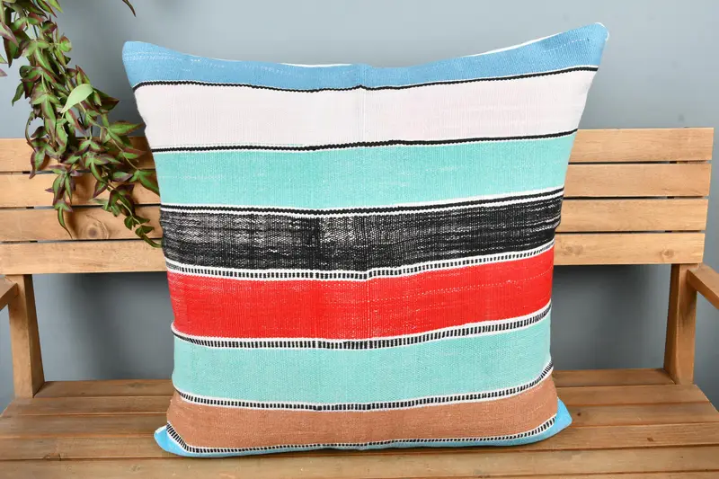 28x28 Green Pillow Sham, Handwoven Pillow Case, Antique Pillows, Kilim Pillow, Handmade Throw Pillow Case, Pillow Sham, Interior Designer Pillow - 6