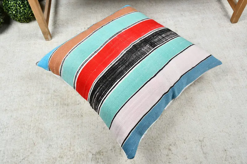 28x28 Green Pillow Sham, Handwoven Pillow Case, Antique Pillows, Kilim Pillow, Handmade Throw Pillow Case, Pillow Sham, Interior Designer Pillow - 8