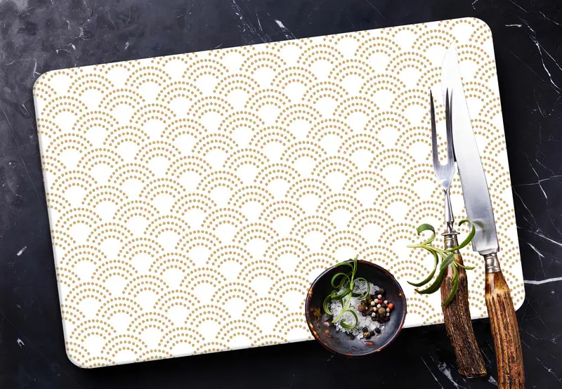 Geometrik Cam Kesme Tahtası, Modern Desenli, Temperli, Kaymaz