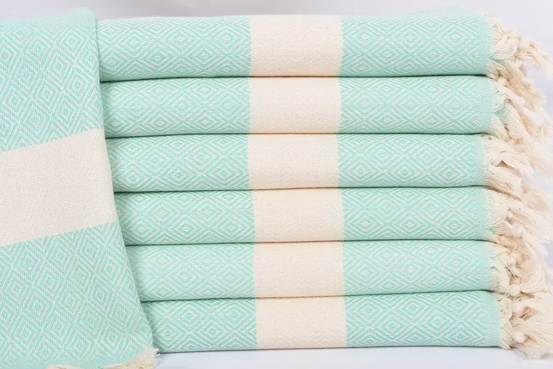 Kitchen Towel Organic Cotton Dark Mint Diamond Hand Towel, 36x20 Inches