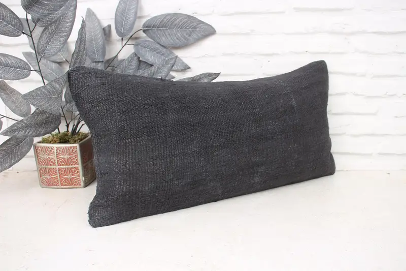 12x24 Brown Pillow, Handmade Kilim Cushion, Vintage Kilim Pillow, Pastel Pillow Cover, Antique Pillows, Aesthetic Cushion, Cushion - 3