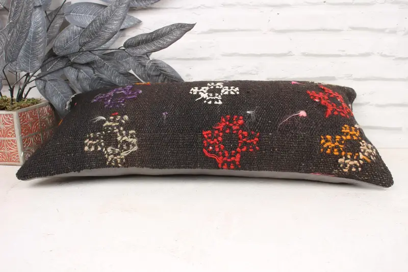 Cushion, Tribal Cushion, 12x24 Brown Pillow, Vintage Kilim Throw Pillow, Pillow for Sofa, Bohemian Cushion Cushion Case, Kilim Cushion Sham - 5