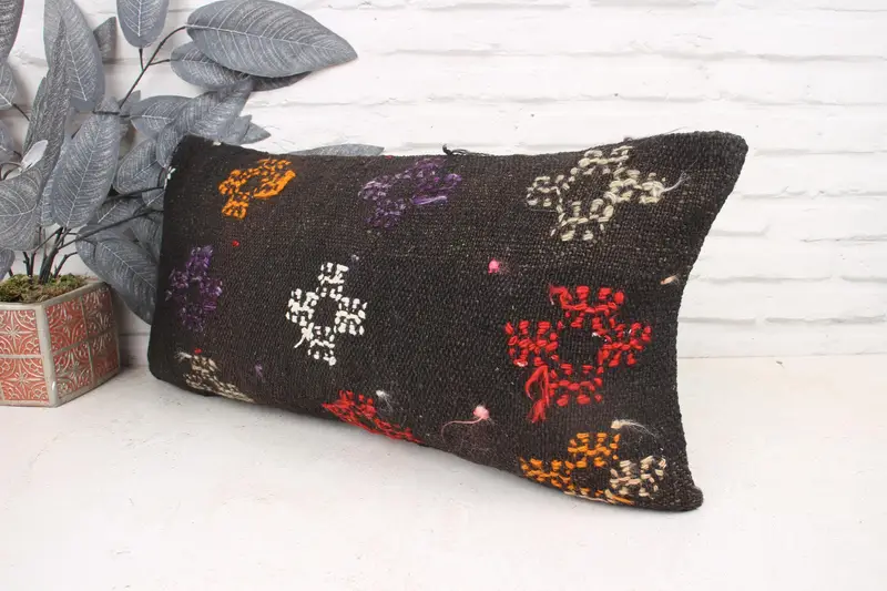 Cushion, Tribal Cushion, 12x24 Brown Pillow, Vintage Kilim Throw Pillow, Pillow for Sofa, Bohemian Cushion Cushion Case, Kilim Cushion Sham - 4