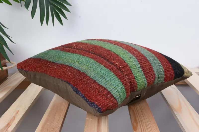 Pillow Cover, Sustainable Pillow, Kilim Pillow, 12x12 Red Cushion Case, Accent Cushion Case, Vintage Kilim Pillow, Vintage Kilim Throw Pillow - 6