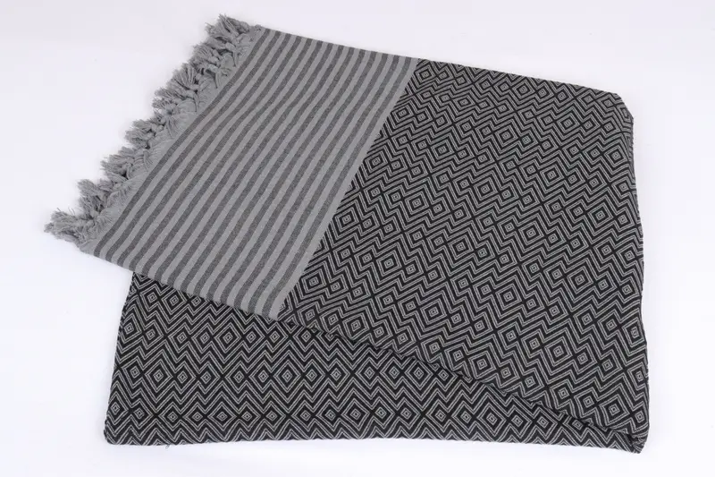 Aesthetic Blanket, Woven Throw Blanket, Turkish Blanket Queen, 104x80 Cotton Diamond Towel, Spa Gift, Bachelorette Gifts, Turkish Blanket - 8