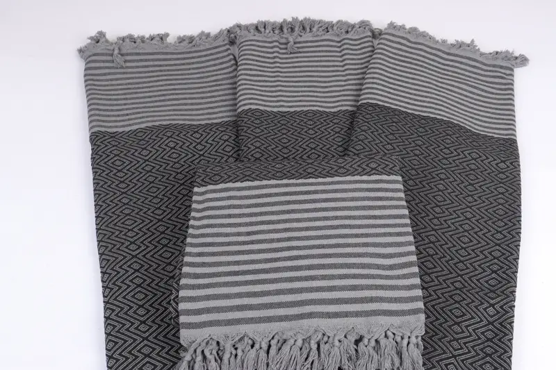 Aesthetic Blanket, Woven Throw Blanket, Turkish Blanket Queen, 104x80 Cotton Diamond Towel, Spa Gift, Bachelorette Gifts, Turkish Blanket - 6