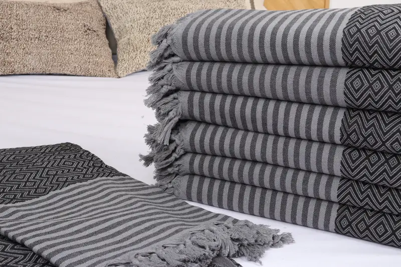 Aesthetic Blanket, Woven Throw Blanket, Turkish Blanket Queen, 104x80 Cotton Diamond Towel, Spa Gift, Bachelorette Gifts, Turkish Blanket - 4