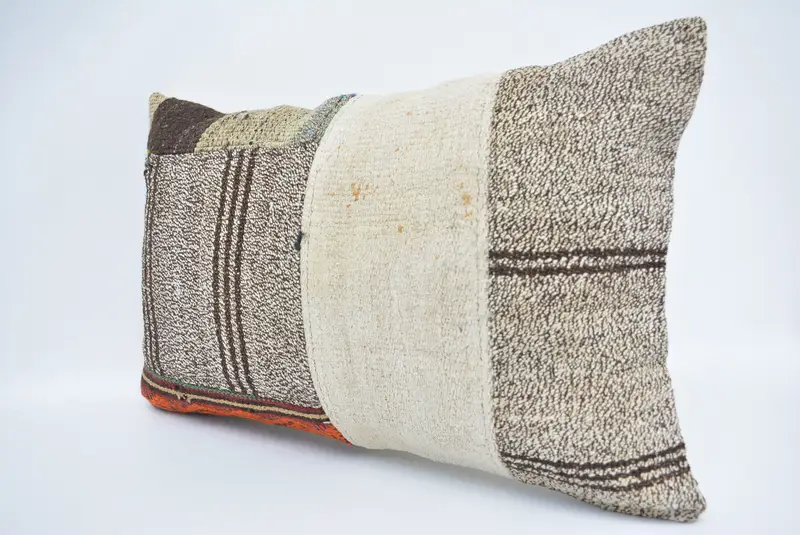 Turkish Pillow, Pastel Pillow Sham, Knitted Pillow Case, Gift Pillow, Vintage Kilim Pillow, 16x24 White Cushion Case, Pillow Case - 4