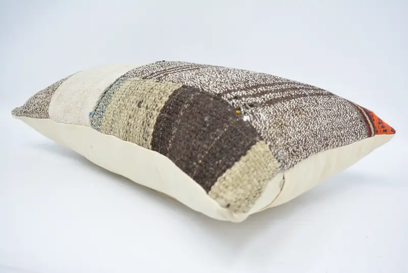 Turkish Pillow, Pastel Pillow Sham, Knitted Pillow Case, Gift Pillow, Vintage Kilim Pillow, 16x24 White Cushion Case, Pillow Case - 6