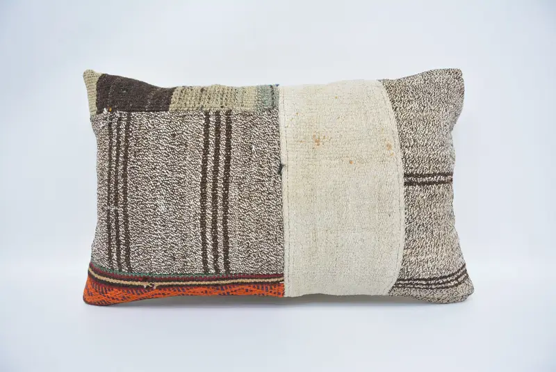 Turkish Pillow, Pastel Pillow Sham, Knitted Pillow Case, Gift Pillow, Vintage Kilim Pillow, 16x24 White Cushion Case, Pillow Case - 1