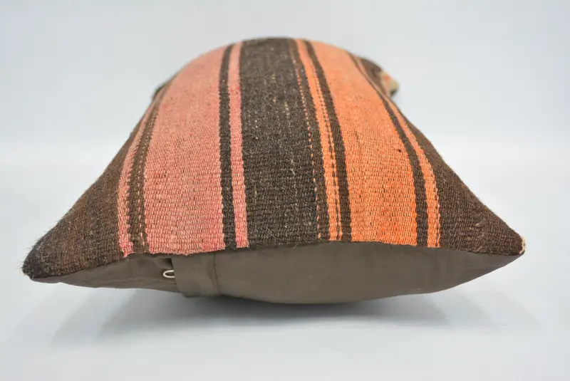 Turkish Corner Pillow, Turkish Pillow, Pillow, 12x20 Orange Cushion, Vintage Kilim Pillow, Interior Designer Pillow, Decorative Bolster Pillow Case - 5