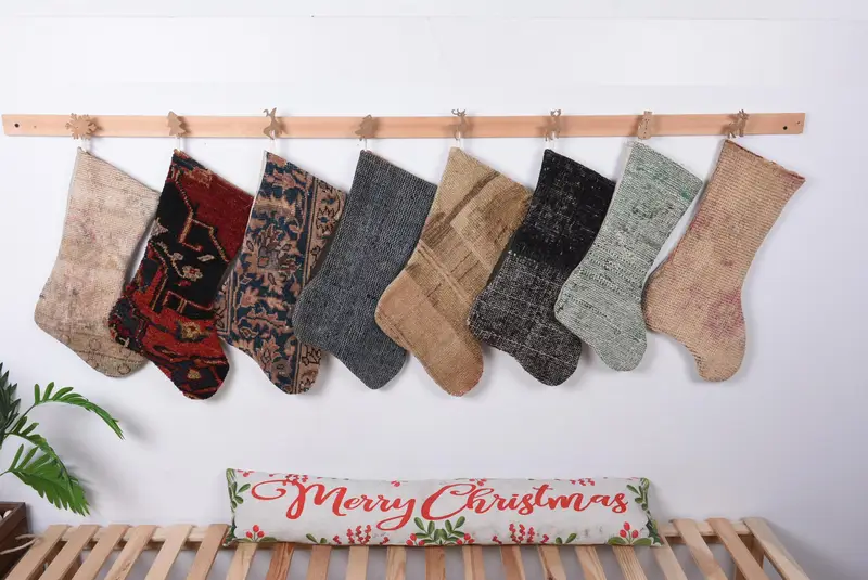 Noel Süsleri Desenli Kişiye Özel Aile Çorabı, Benzersiz Noel Çorabı