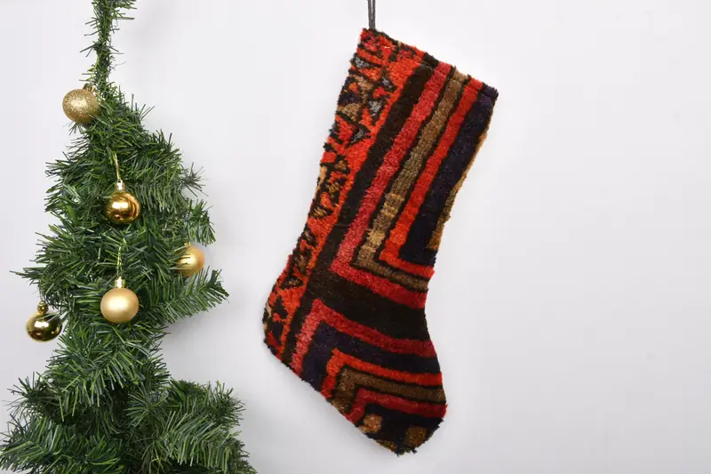 Patrón de adornos navideños, calcetín navideño de 7 pulgadas de ancho