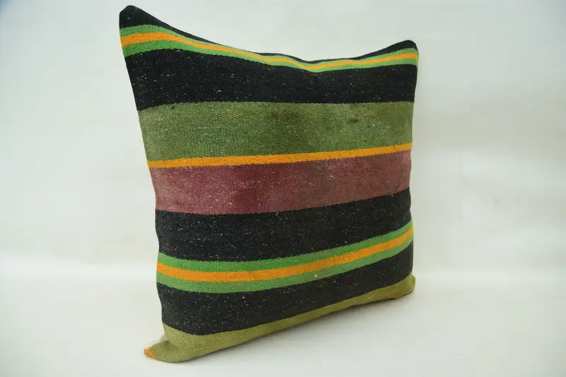 18x18 Brown Pillow Cover, Ethnic Pillow Cover, Pillow Sham, Crochet Pattern Cushion Case, Handmade Kilim Cushion, Turkish Pillow, Boho Pillow - 2