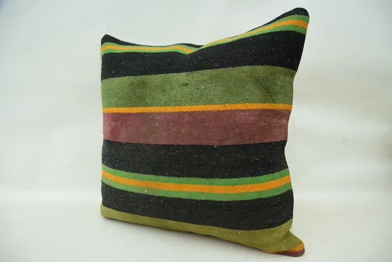18x18 Brown Pillow Cover, Ethnic Pillow Cover, Pillow Sham, Crochet Pattern Cushion Case, Handmade Kilim Cushion, Turkish Pillow, Boho Pillow - 3