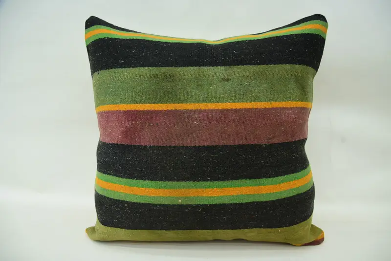18x18 Brown Pillow Cover, Ethnic Pillow Cover, Pillow Sham, Crochet Pattern Cushion Case, Handmade Kilim Cushion, Turkish Pillow, Boho Pillow - 4