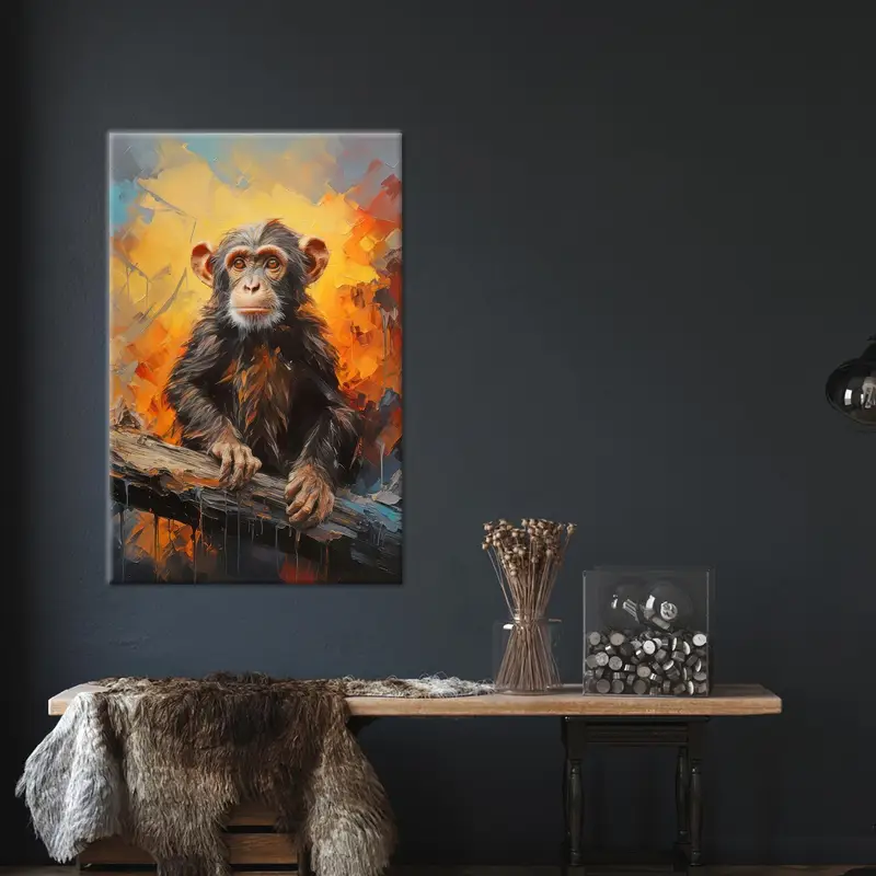 Wild Monkey Canvas: Abstract Art in Orange & Brown