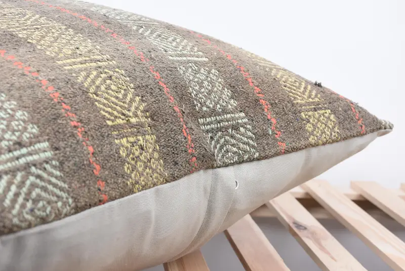 Pillow for Sofa, Cushion Case, Antique Pillows, Muted Pillow Cover, Farmhouse Cushion Case, Vintage Kilim Throw Pillow, 24x24 Gray Pillow Sham - 7
