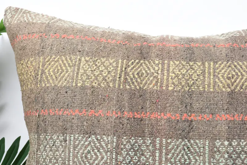 Pillow for Sofa, Cushion Case, Antique Pillows, Muted Pillow Cover, Farmhouse Cushion Case, Vintage Kilim Throw Pillow, 24x24 Gray Pillow Sham - 2