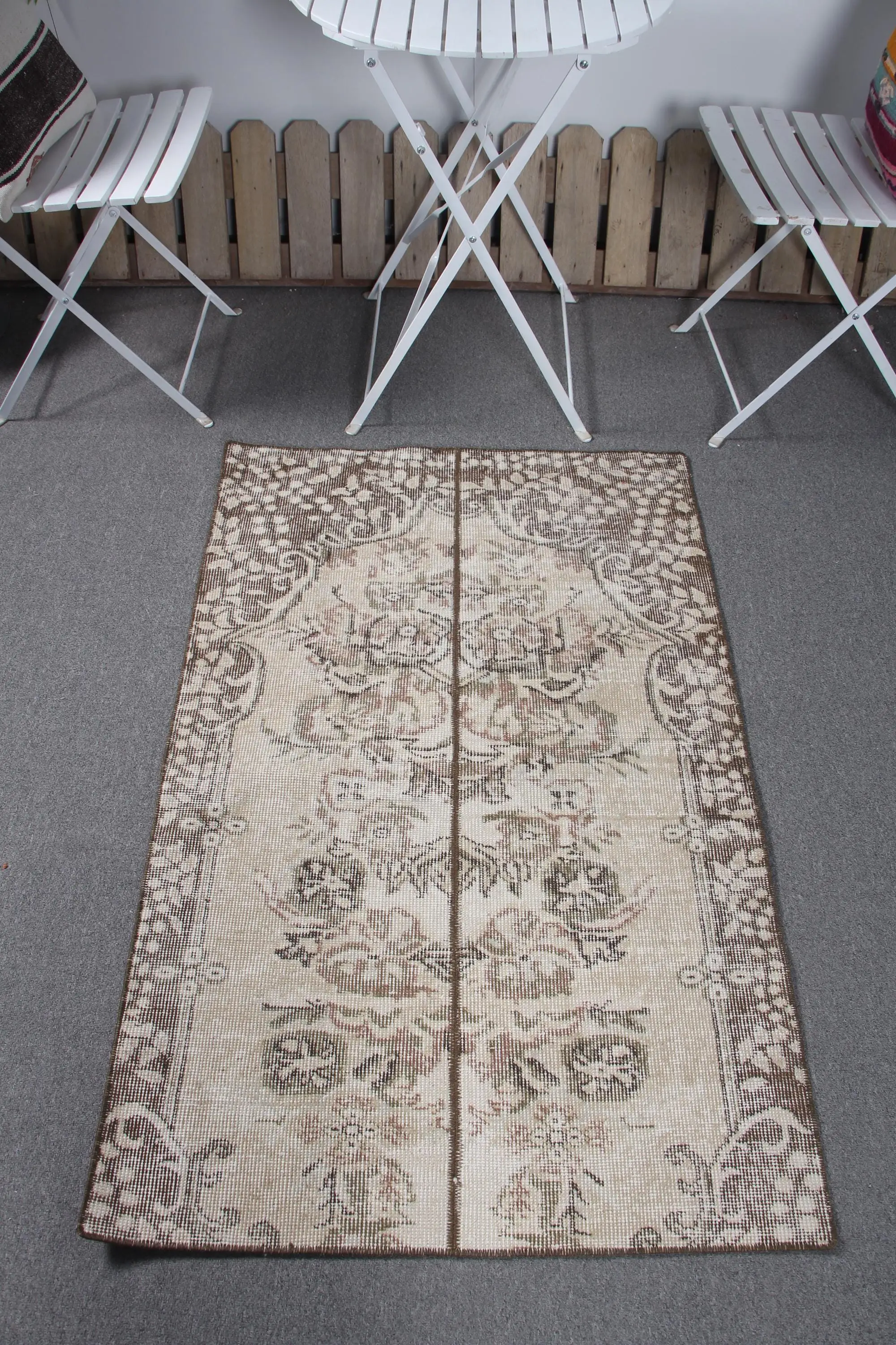 Turkish Small Rug 2.8x4.4 ft (85x133 cm), Vintage Brown Rug - 1