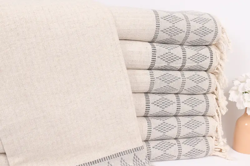 100x88 Linen Kilim Design Towel, Turkish Blanket Throw, Wedding Gift Ideas, Bridal Shower Gift, Turkish Bedspread, Bedspread, Housewarming Gift - 1
