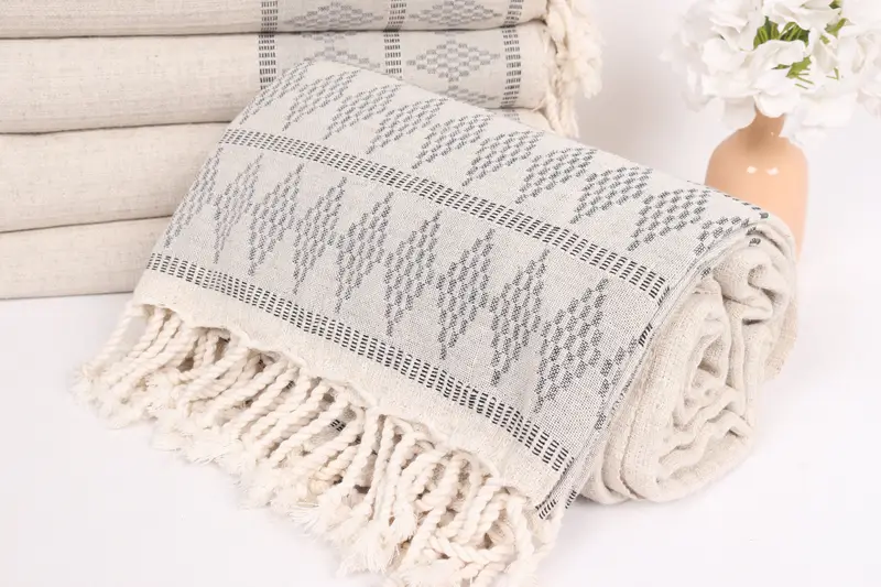 100x88 Linen Kilim Design Towel, Turkish Blanket Throw, Wedding Gift Ideas, Bridal Shower Gift, Turkish Bedspread, Bedspread, Housewarming Gift - 4