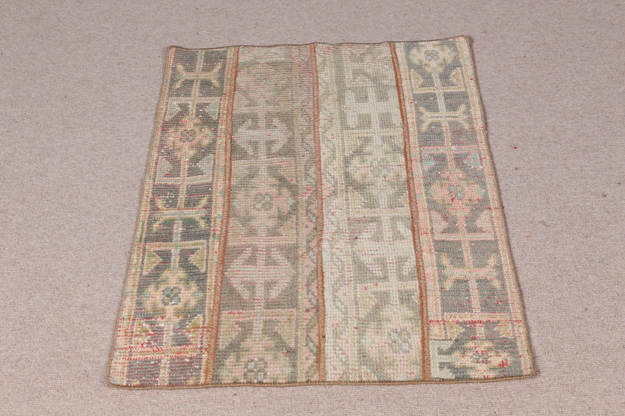 Türkischer Vintage Teppich, 2,3x3,2 ft Teppich, grauer kleiner Teppich - 1