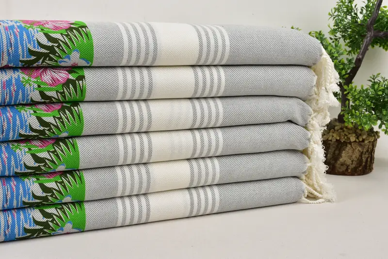 Monogrammed Beach Towel, Peshtemal Towel, Bridal Party Gifts, Absorbent Turkish towel, 70x40 Cotton Summer Print Striped Towel, Wedding Favors - 3