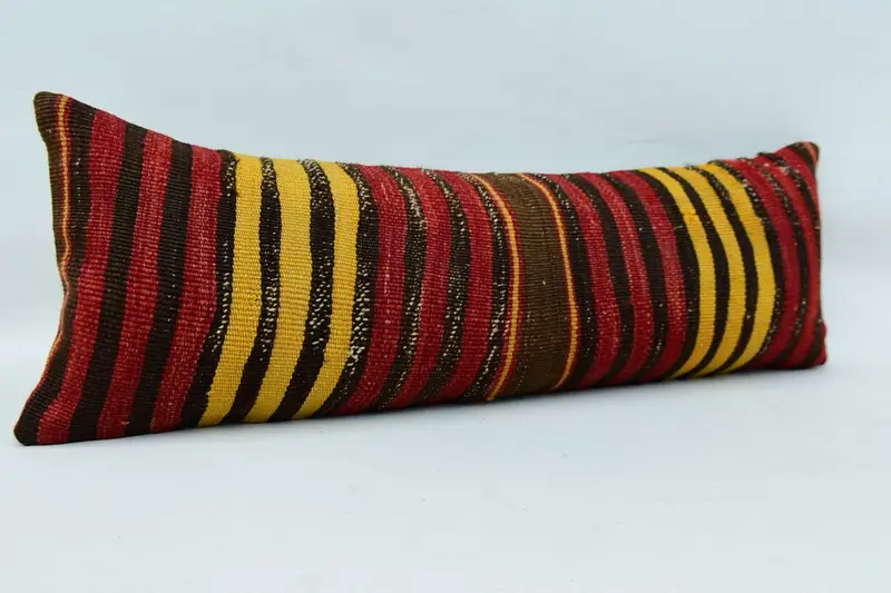 Ethnical Kilim Rug Pillow, Kilim Cushion Sham, Vintage Kilim Pillow, 12x36 Beige Pillow Sham, Cushion Case, Farmhouse Pillow Sham, Sofa Cushion - 3