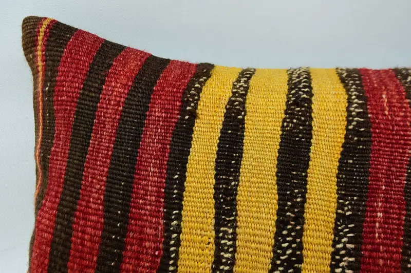 Ethnical Kilim Rug Pillow, Kilim Cushion Sham, Vintage Kilim Pillow, 12x36 Beige Pillow Sham, Cushion Case, Farmhouse Pillow Sham, Sofa Cushion - 2