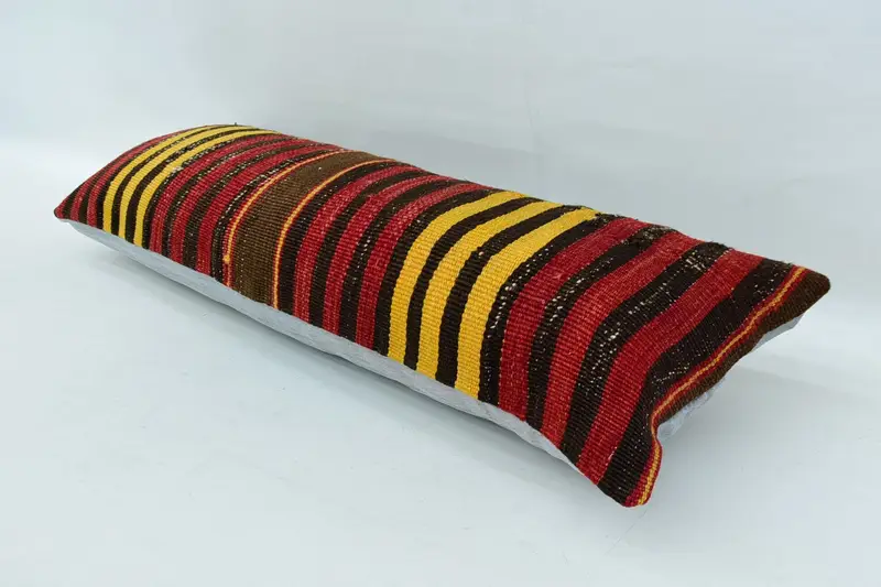 Ethnical Kilim Rug Pillow, Kilim Cushion Sham, Vintage Kilim Pillow, 12x36 Beige Pillow Sham, Cushion Case, Farmhouse Pillow Sham, Sofa Cushion - 6