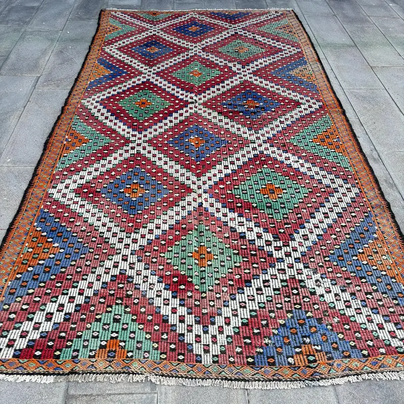 Kırmızı Fas Halısı, 6x11,1 ft Zarif Kırmızı ve Bej