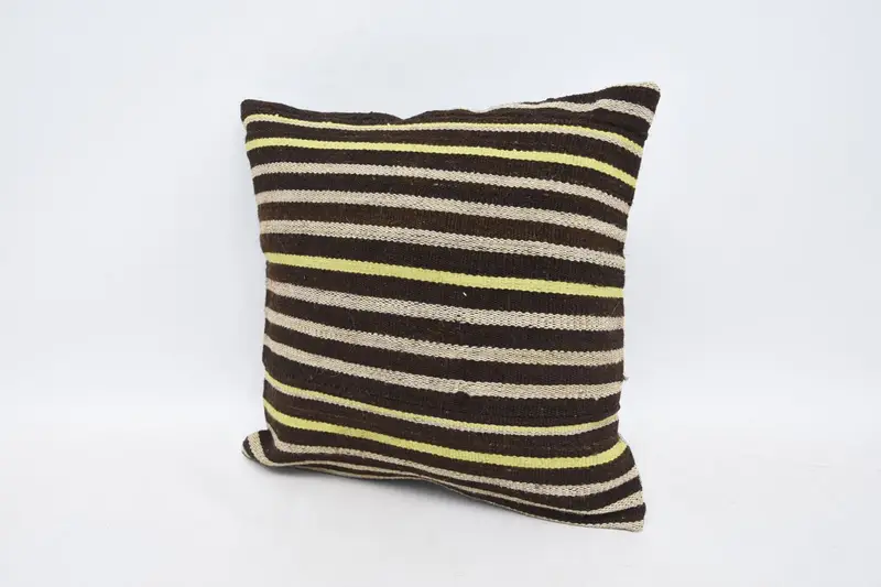 14x14 Brown Pillow, Kilim Cushion Sham, Accent Throw Pillow Cover, Kilim Pillow Cover, Car Pillow, Cushion, Boho Pillow Sham Cover - 4