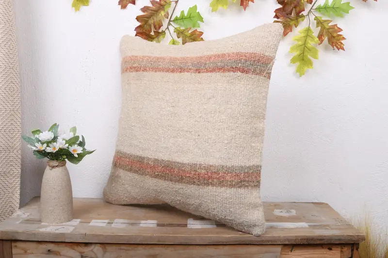 18x18 White Pillow Sham, Home Decor Pillow, Shabby Chic Cushion Cover, Pillow, Ethnical Kilim Rug Pillow, Interior Designer Pillow - 4