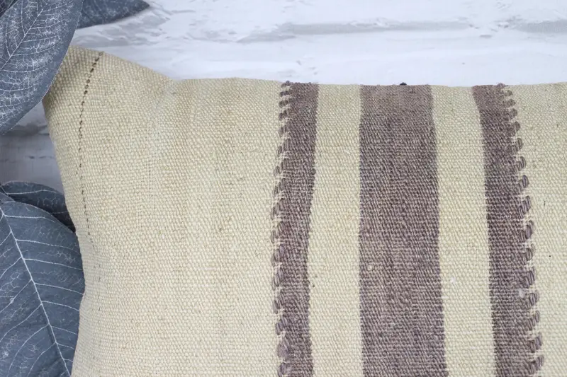 Interior Designer Pillow, Handmade Kilim Cushion, Cushion Case, 10x20 Beige Cushion Case, Yoga Pillow, Kilim Cushion Sham - 2