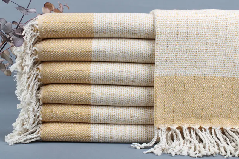 Turkish Bath Towel Organic Beige, Handmade 40x71 Inches