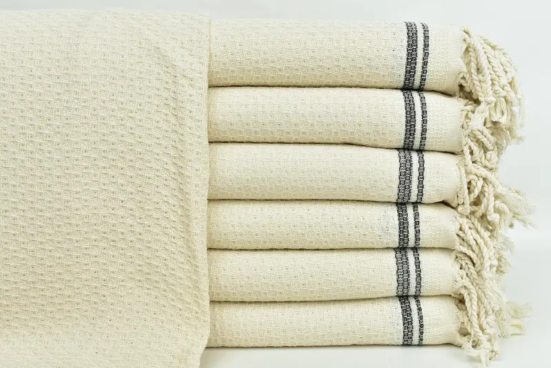 68x36 Cotton Striped Towel, Custom Wedding Gifts, Housewarming Gift, Organic Towel, Engagement Gift, Bachelorette Gifts, Wedding Anniversary Gift - 1