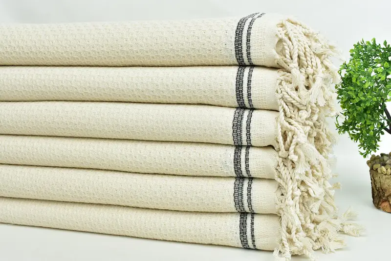 68x36 Cotton Striped Towel, Custom Wedding Gifts, Housewarming Gift, Organic Towel, Engagement Gift, Bachelorette Gifts, Wedding Anniversary Gift - 3