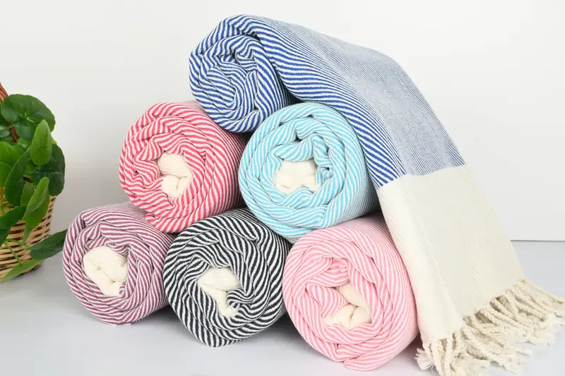 Soft towel, Turkish bath towel, Bridal Shower Favor, Quick-Dry Beach Towel, Turkish Towel Beach Towel, Bulk Order Towel, 70x40 Cotton Striped Towel - 5