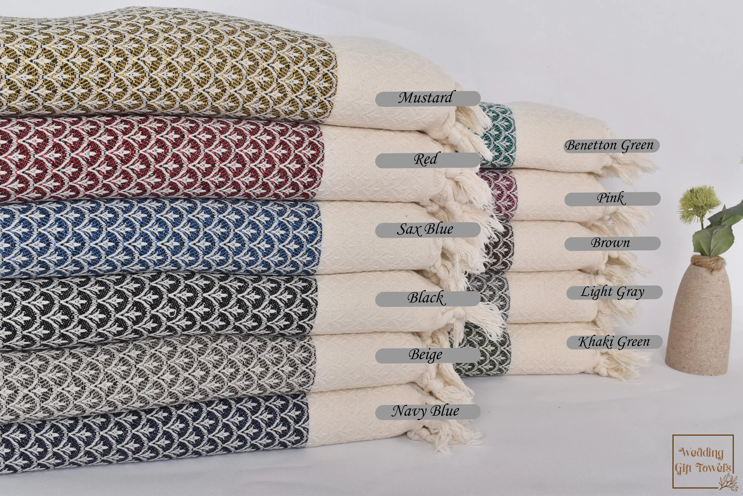 Personalized Turkish Cotton Hand Towel Floral Tea Towel, Beige, 34x18 Inches - 1