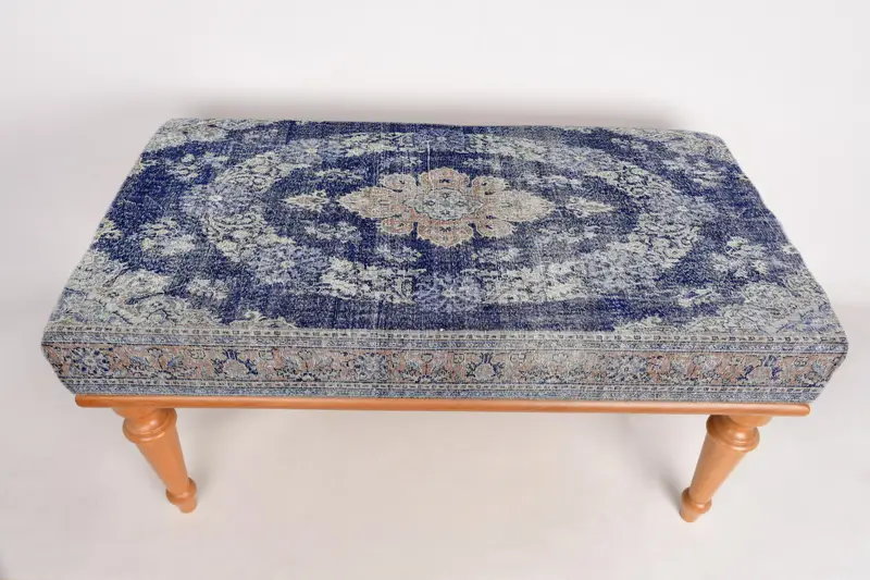 Modüler Mavi & Turuncu Kilimden Esinlenmiş Osmanlı, Yün Karışımlı Koltuk Takımı