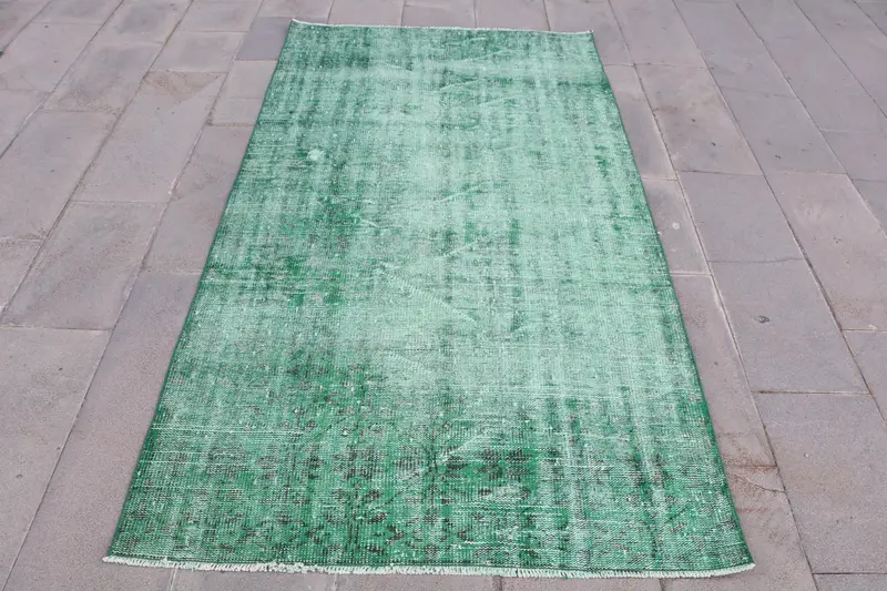 グリーン、ブラックフローラルラグ、122x213 cm