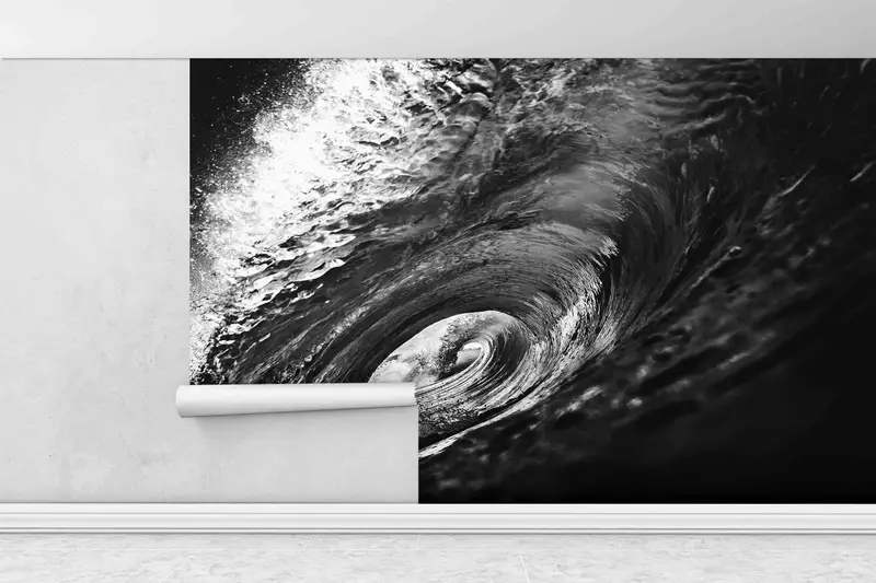 Black Paper Art, Surf Wallpaper, Wave Photo Wall Decor, Black And White Wall Paper, 3D Wallpaper, Vinyl Wallpaper,  Wall Decorations - 4