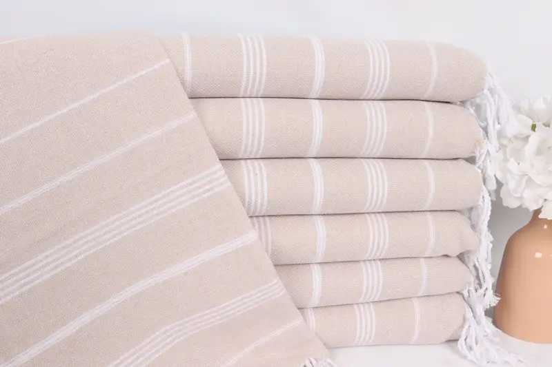 Travel Towel, 38x18 Cotton Striped Towel, Gift For Boyfriend, Gift For Him, Bridesmaid Gifts, Guest Towel, Wedding Gift, Personalized Dish Towel - 1