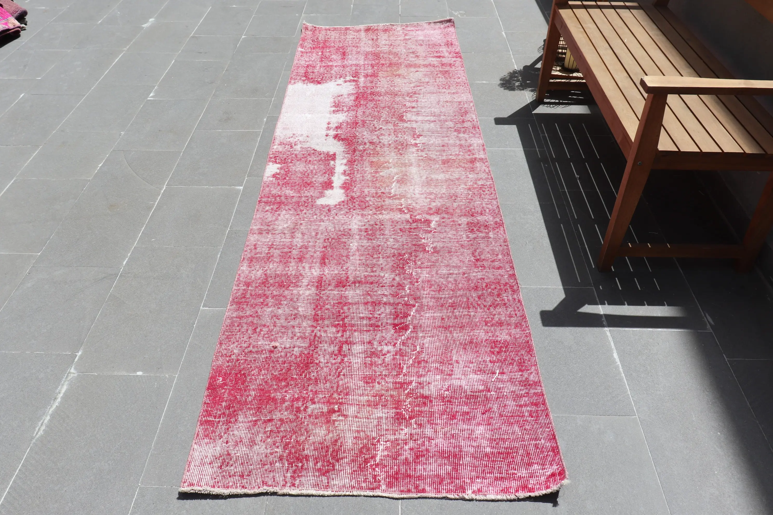 Teppich, 2,9x9,6 ft Vintage Teppich, rot umrandete Teppichwolle - 1