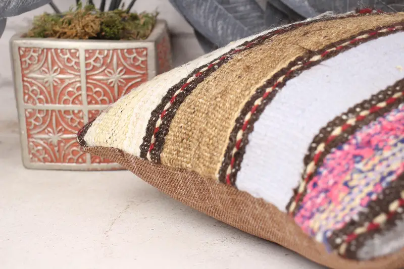 Pillow Case, 12x12 Pink Pillow Cover, Accent Throw Pillow Case, Ethnical Kilim Rug Pillow, Handmade Kilim Cushion, Turkish Pillow, Anatolian Pillow - 7