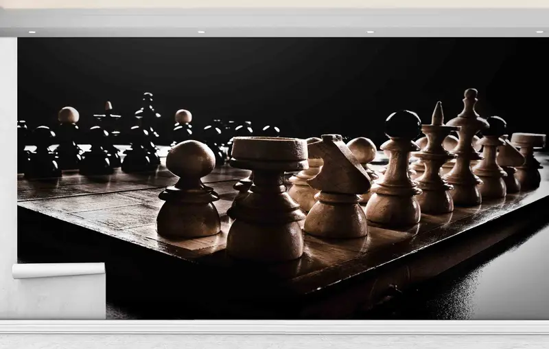 Zarif Satranç Tahtası Duvar Kağıdı: Ofis ve Ev için Baskılı Dekor